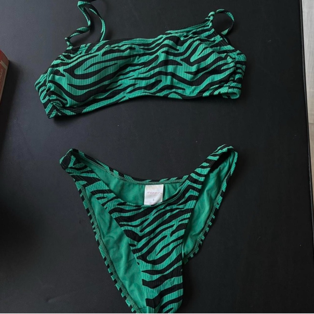 Green and Black Zebra Print Bikini